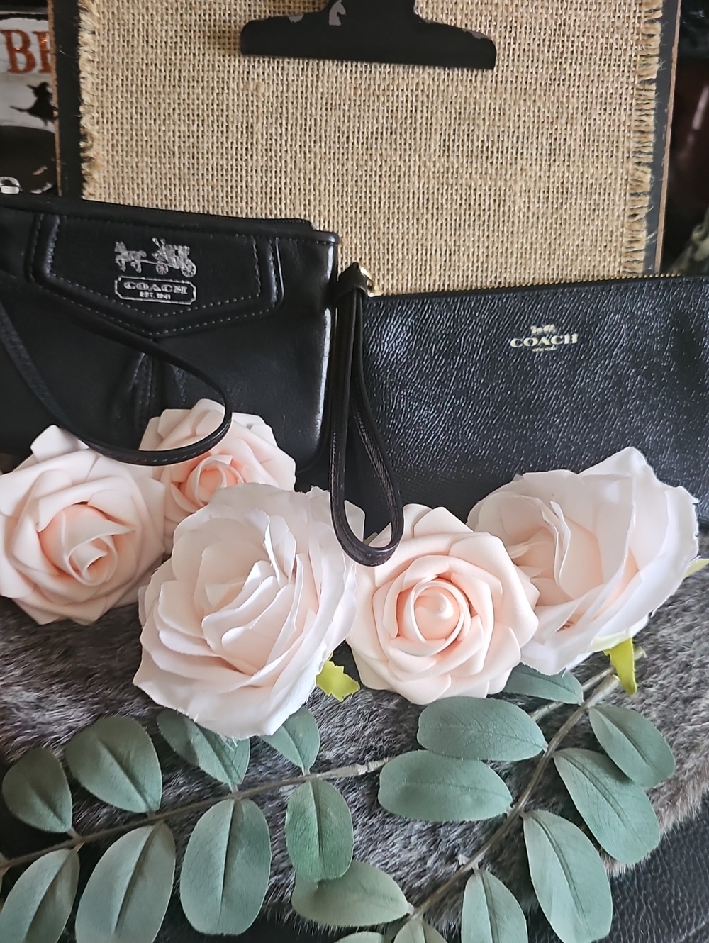Coach Black Leather Wristlet Pouch - Sleek Black Coach Wristlet